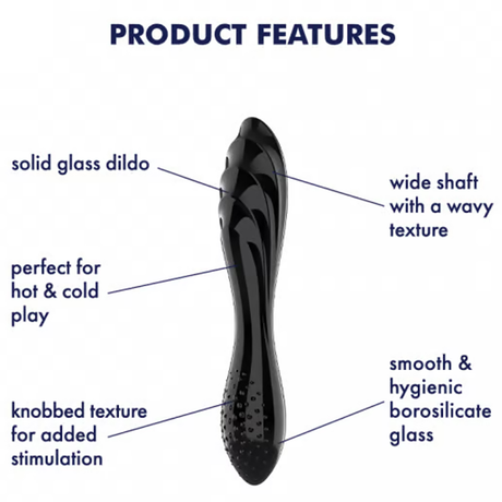 Satisfyer Dazzling Crystal Glass Dildo, Black - SF5924