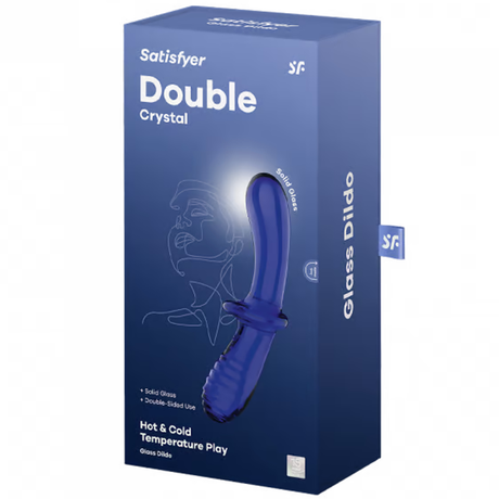 Satisfyer Double Crystal Borosilicate Glass Dildo — Light Blue - SF5931