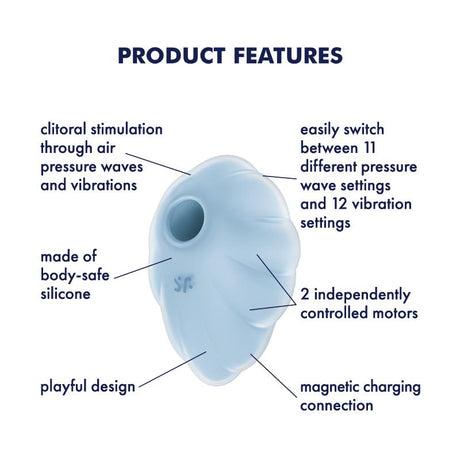 Satisfyer Cloud Dancer Clitoral Air Pulse Vibrator, Blue - SF9700