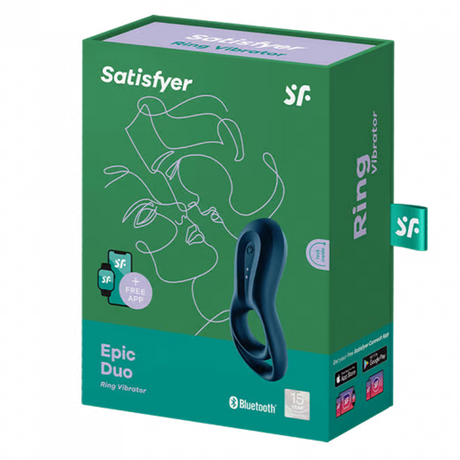 Satisfyer Epic Duo Dark Blue Vibrating Cock Ring with App Control - SAT-J2008-30