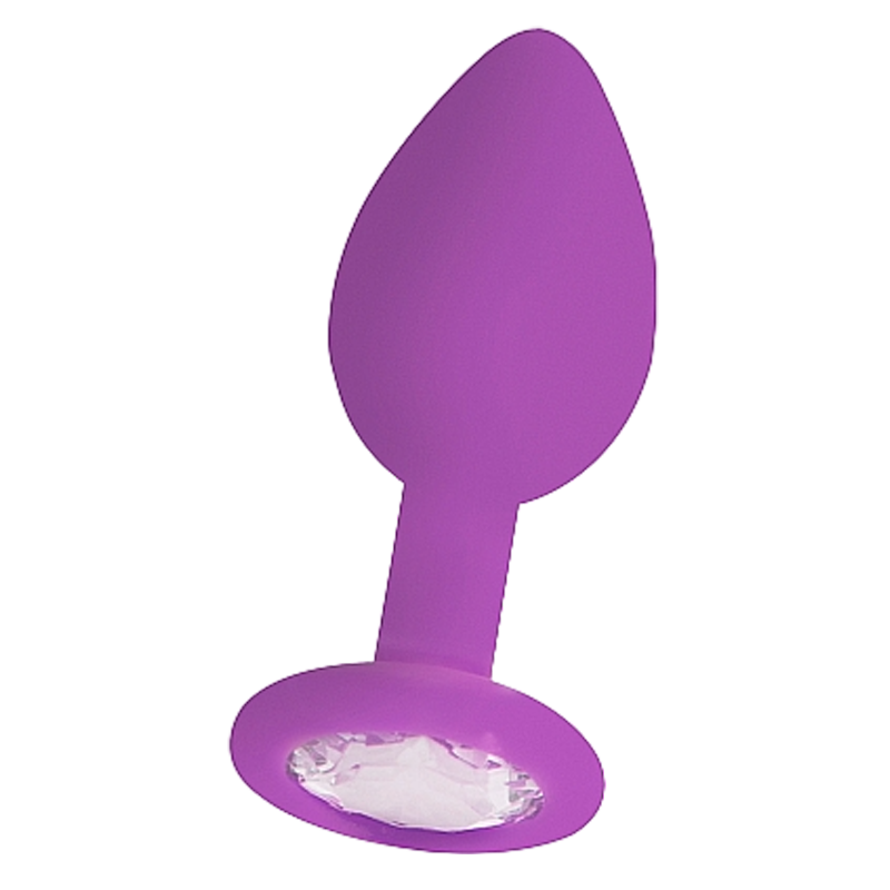 Shots Toys Diamond Butt Plug Regular — Purple, Silicone & Acrylic - SH681PR