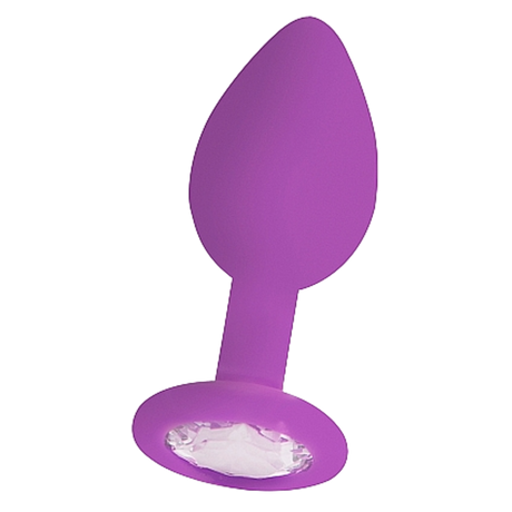 Shots Toys Diamond Butt Plug Regular — Purple, Silicone & Acrylic - SH681PR