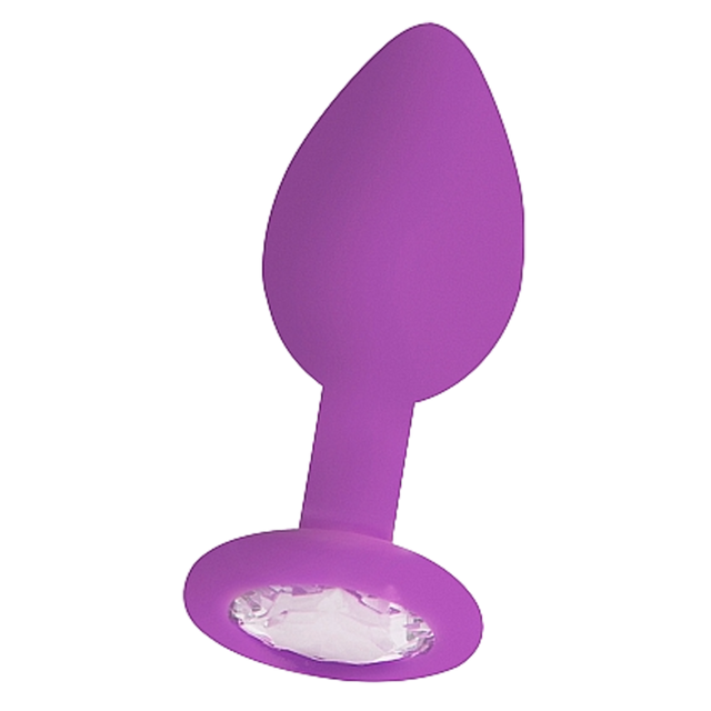 Shots Toys Diamond Butt Plug Regular — Purple, Silicone & Acrylic - SH681PR