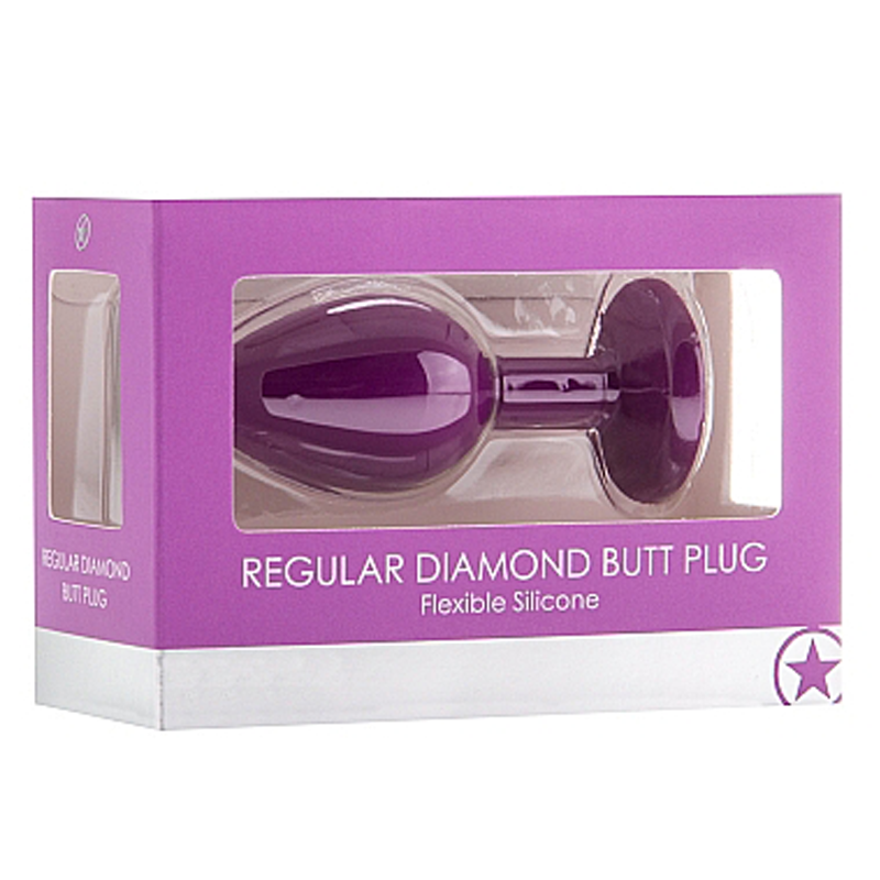 Shots Toys Diamond Butt Plug Regular — Purple, Silicone & Acrylic - SH681PR