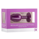 Shots Toys Diamond Butt Plug Regular — Purple, Silicone & Acrylic - SH681PR