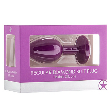 Shots Toys Diamond Butt Plug Regular — Purple, Silicone & Acrylic - SH681PR