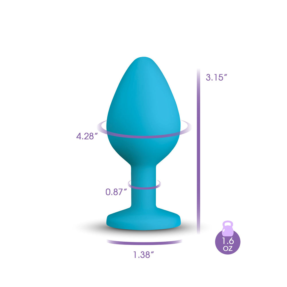 Gemma Clear Iridescent Gem Teal Silicone Plug - M