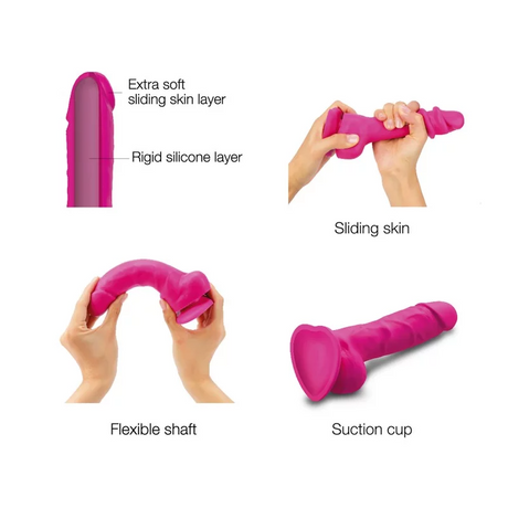 STRAP-ON-ME Sliding Skin Realistic Dildo — Fuchsia M - SM6985