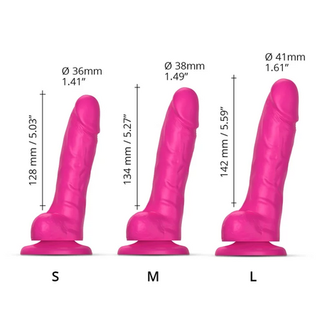 Strap-On-Me Sliding Skin Realistic Dildo — Fuchsia, Size S - SM6978