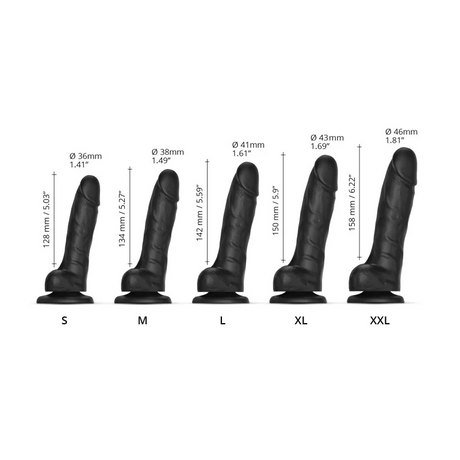 STRAP-ON-ME Sliding Skin Realistic Dildo, Large (Black) - SM6404