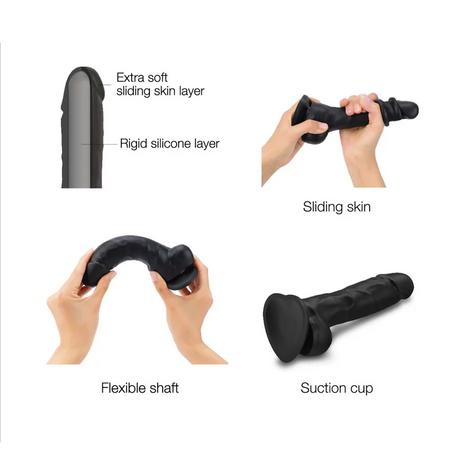STRAP-ON-ME Sliding Skin Realistic Dildo, XXL Black (Liquid Silicone) - SM6961