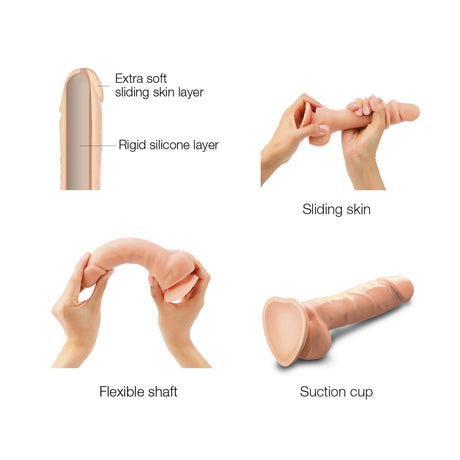 STRAP-ON-ME Sliding Skin Realistic Dildo — L, Vanilla, 19cm - SM6398
