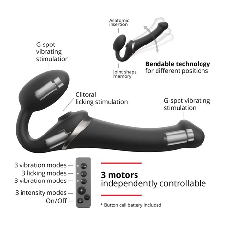 STRAP-ON-ME Multi Orgasm Bendable Strap-On — M, Black - SM7357