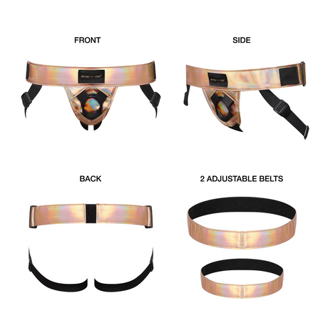 STRAP-ON-ME Curious Leatherette Harness — Rose Gold Holographic - SM7661