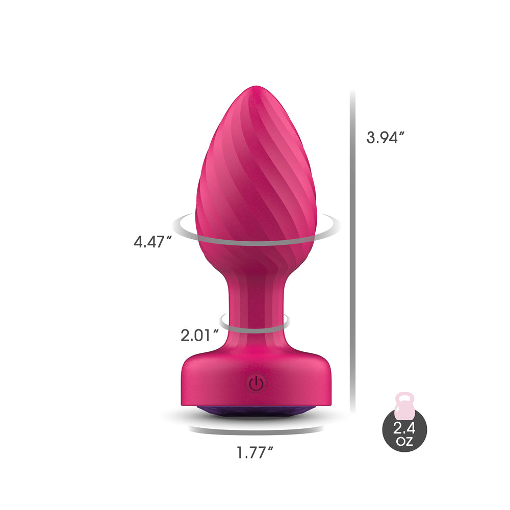 Viben Twila Twirling Light-Up Vibrating Anal Plug with Purple Gem & Pink Heart Remote - VB-CC9159
