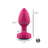 Viben Twila Twirling Light-Up Vibrating Anal Plug with Purple Gem & Pink Heart Remote - VB-CC9159