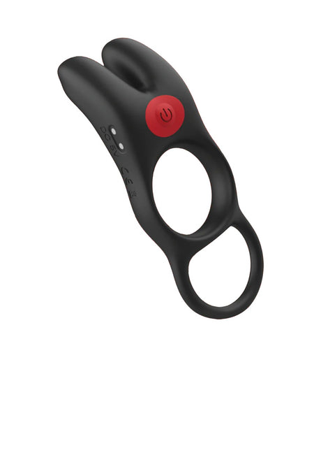 Icon Brands Red Dot V1 Vibrating Cock Ring with Remote — Black/Red (5") - IC5076