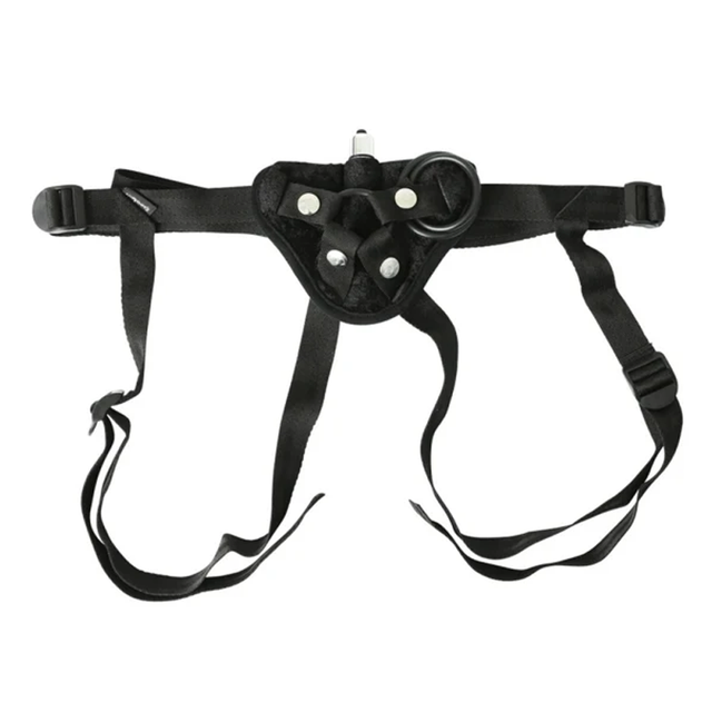 Sportsheets Velvet Vibrating Strap-On Harness, Black - SS690-01