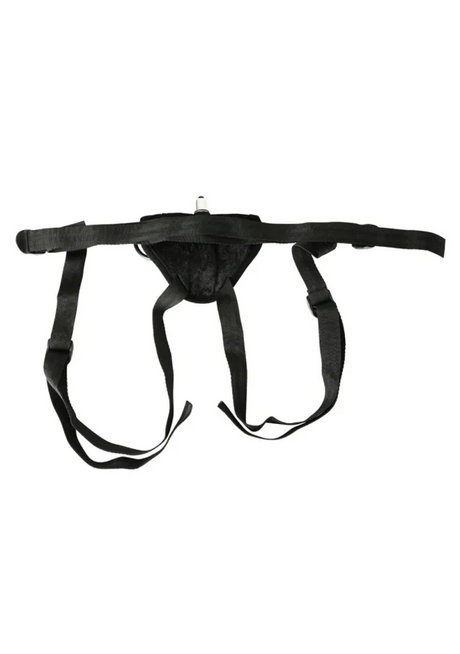 Sportsheets Velvet Vibrating Strap-On Harness, Black - SS690-01