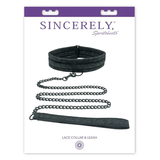 Sportsheets Sinc Lace Padded Collar & 30" Leash — Black - SS520-03
