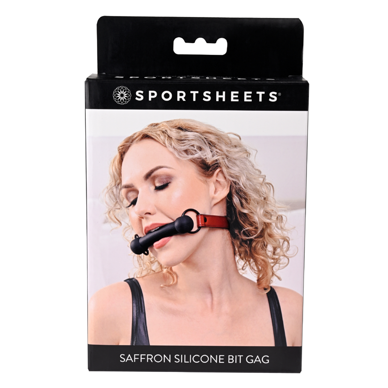 Sportsheets Saffron Silicone Bit Gag with PU Leather Strap (Red/Black) - SS48021
