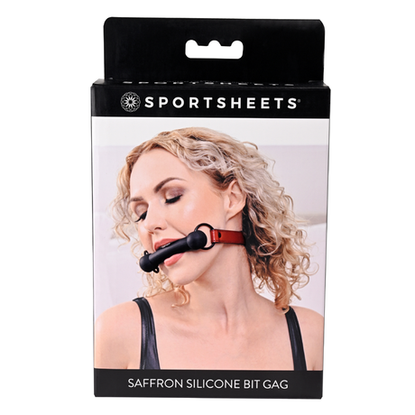 Sportsheets Saffron Silicone Bit Gag with PU Leather Strap (Red/Black) - SS48021