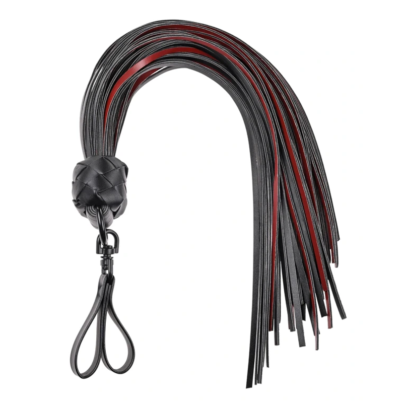 Sportsheets Saffron Finger Flogger with 40 Red Faux-Leather Falls - SS48022
