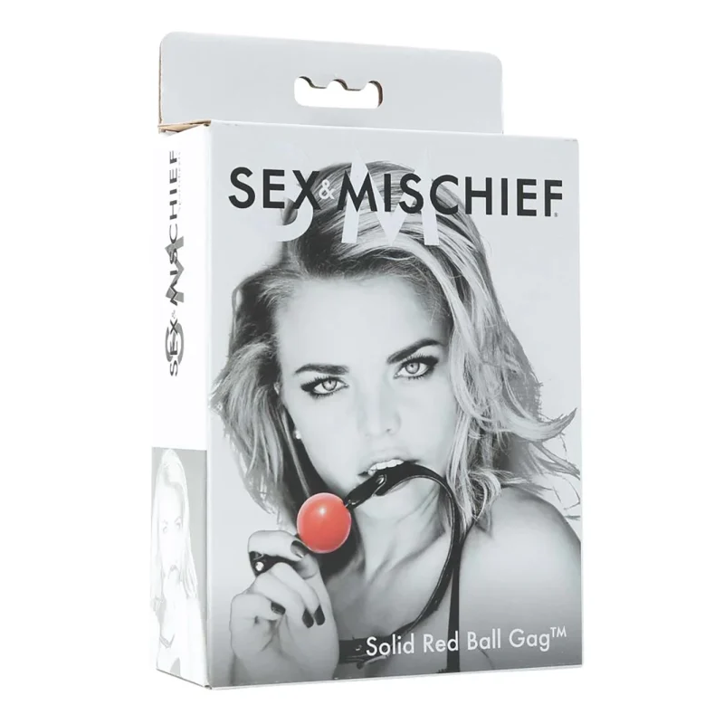 Sex & Mischief Solid Red Ball Gag — 2" Soft Rubber Ball, 26" Strap - SS100-24