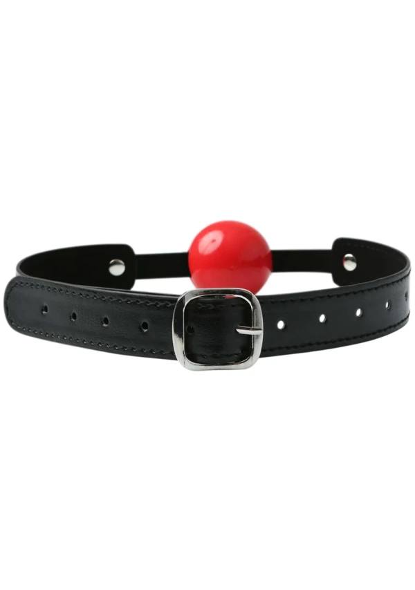 Sex & Mischief Solid Red Ball Gag — 2" Soft Rubber Ball, 26" Strap - SS100-24