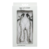 Sex & Mischief Chained Nipple Clamps — Adjustable Rubber Tips, 13-inch Chain - SS100-89