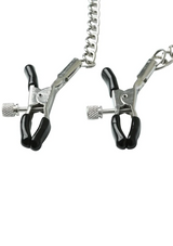 Sex & Mischief Chained Nipple Clamps — Adjustable Rubber Tips, 13-inch Chain - SS100-89