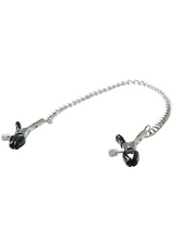 Sex & Mischief Chained Nipple Clamps — Adjustable Rubber Tips, 13-inch Chain - SS100-89