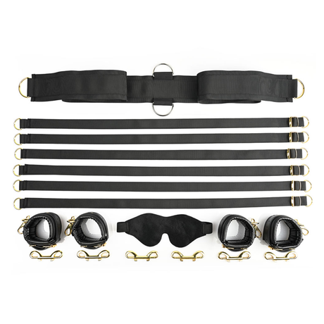 Sportsheets Under-the-Bed Restraint Set — Special Edition (6-Strap, Black) - SS021-01