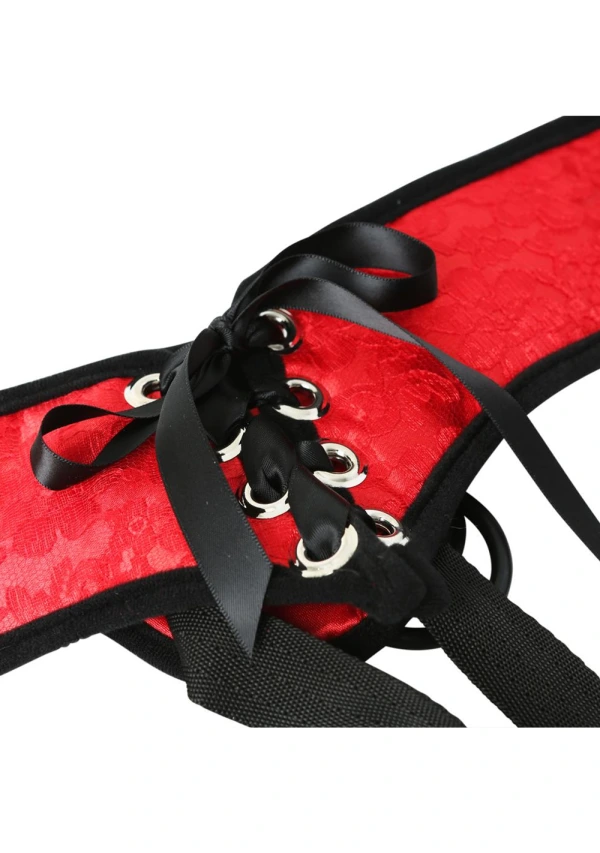 Sportsheets Sunrise Lace Corsette Strap-On Harness, Red - SS691-03
