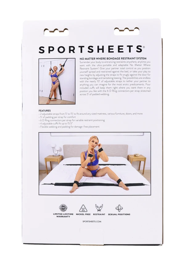 Sportsheets No Matter Where Restraint System — Black Adjustable Bondage Set - SS20103