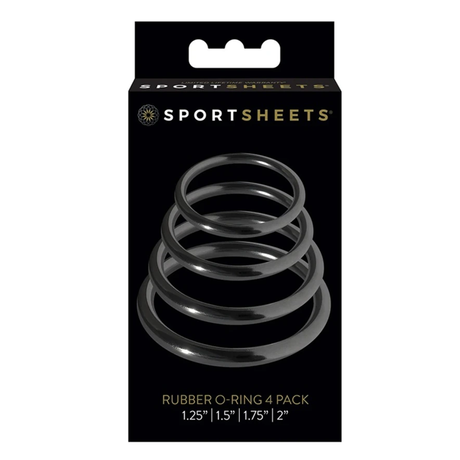 Sportsheets O-Rings Set — 4 Assorted Sizes (Black, Nitrile) - SS694-01