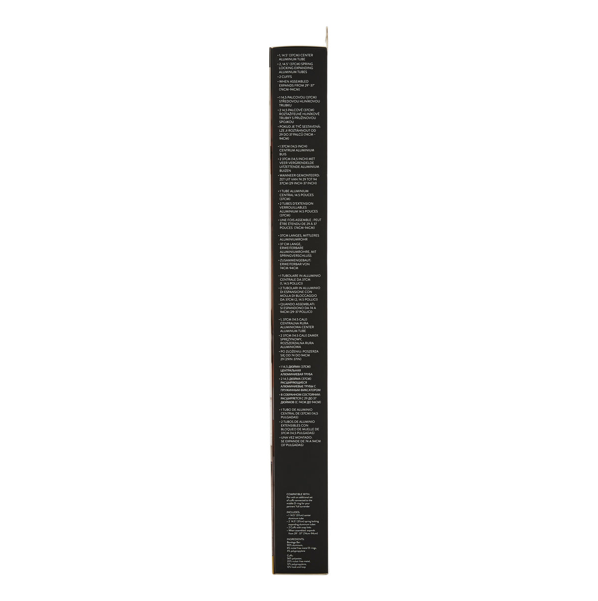 Sportsheets Expandable Spreader Bar and Cuffs – 29–37 in, Black - SS326-02