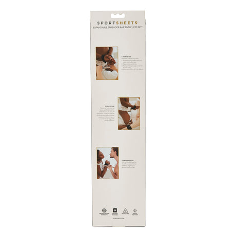 Sportsheets Expandable Spreader Bar and Cuffs – 29–37 in, Black - SS326-02
