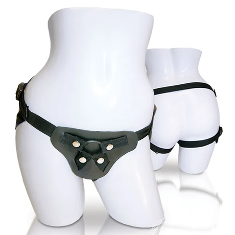 Sportsheets Latigo Leather Strap-On Harness — Black - SS696-05