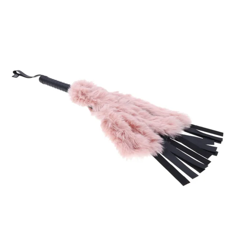 Sex & Mischief Brat Faux Fur Flogger, Black/Rose Gold, 19.5 in - SS09848
