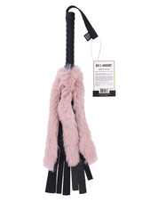 Sex & Mischief Brat Faux Fur Flogger, Black/Rose Gold, 19.5 in - SS09848