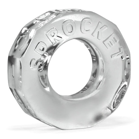 OXBALLS Sprocket FLEXtpr Cock Ring — Clear, 3" Inner - OX-AJ1043-CLR