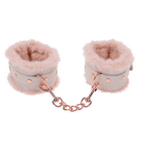 Sex & Mischief Peaches 'n CreaMe Faux Fur Handcuffs, Light Peach - SS09960