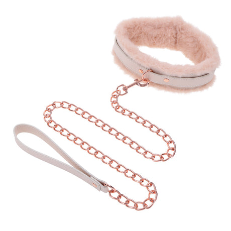 Sex & Mischief Peaches 'n CreaMe Peach Faux Fur Collar (18.5in) with 30in Leash - SS09962