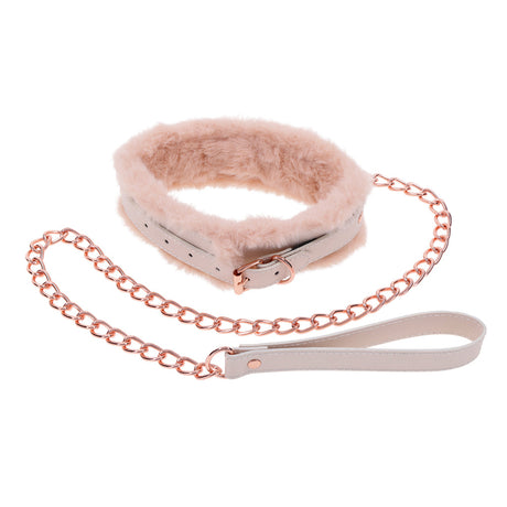 Sex & Mischief Peaches 'n CreaMe Peach Faux Fur Collar (18.5in) with 30in Leash - SS09962