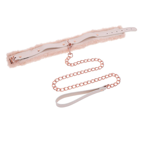 Sex & Mischief Peaches 'n CreaMe Peach Faux Fur Collar (18.5in) with 30in Leash - SS09962
