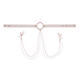 Sex & Mischief Peaches 'n CreaMe Peach Collar with Adjustable Nipple Clamps - SS09963