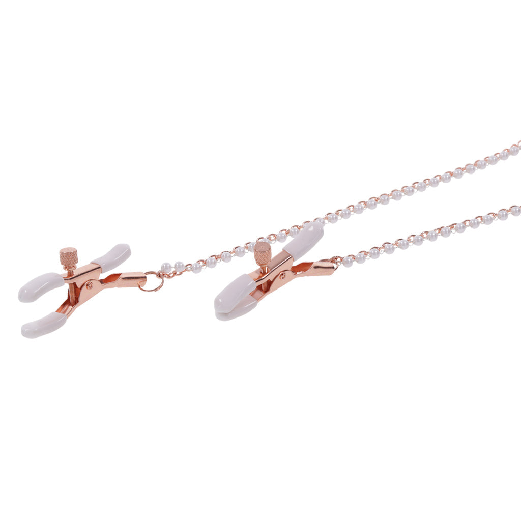 Sex & Mischief Peaches 'n CreaMe Peach Collar with Adjustable Nipple Clamps - SS09963