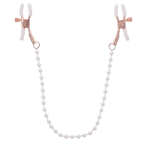 Sex & Mischief Peaches 'n CreaMe Pearl Nipple Clamps — Rose Gold & White - SS09964