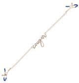 Sex & Mischief Cougar Nipple Clamps, Adjustable Blue with Gold Chain - SP9756